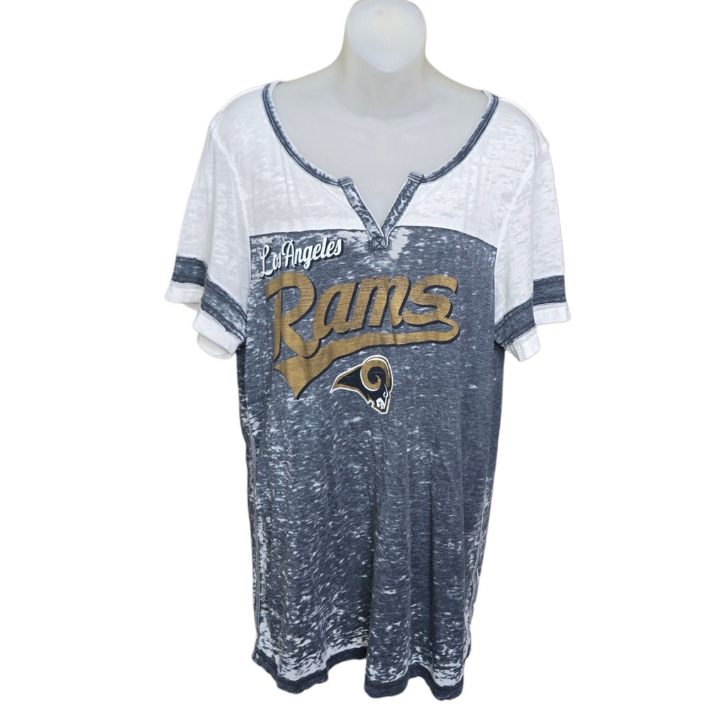 NFL Team Apparel Womens‎ Game Day LA Rams Shirt Size XL Football Burnout Marbled